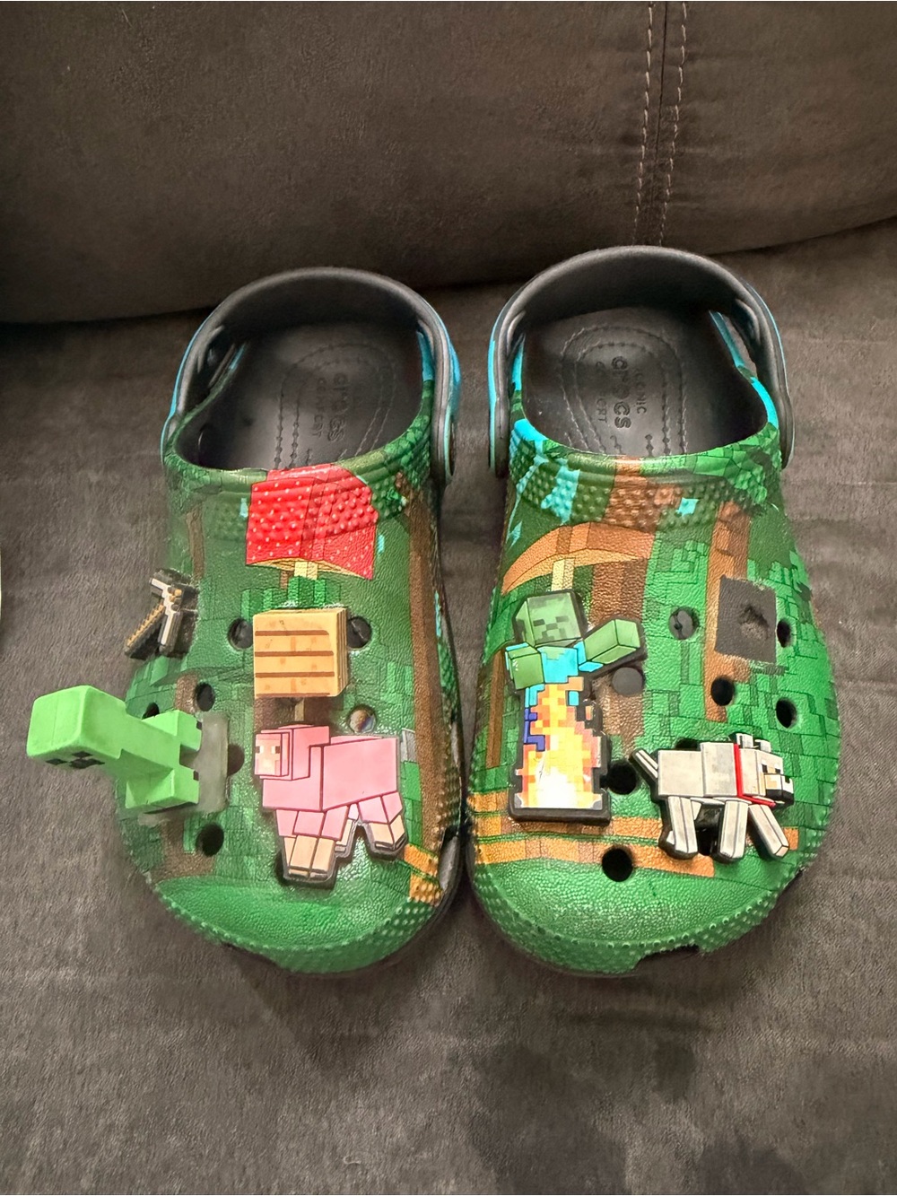 Kids Green Minecraft-Themed Crocs